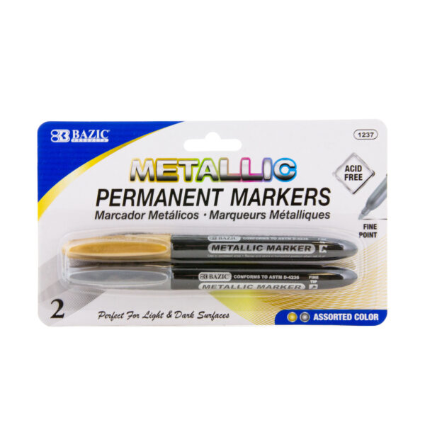 BAZIC Silver & Gold Metallic Markers (2/Pack) Bazic Products