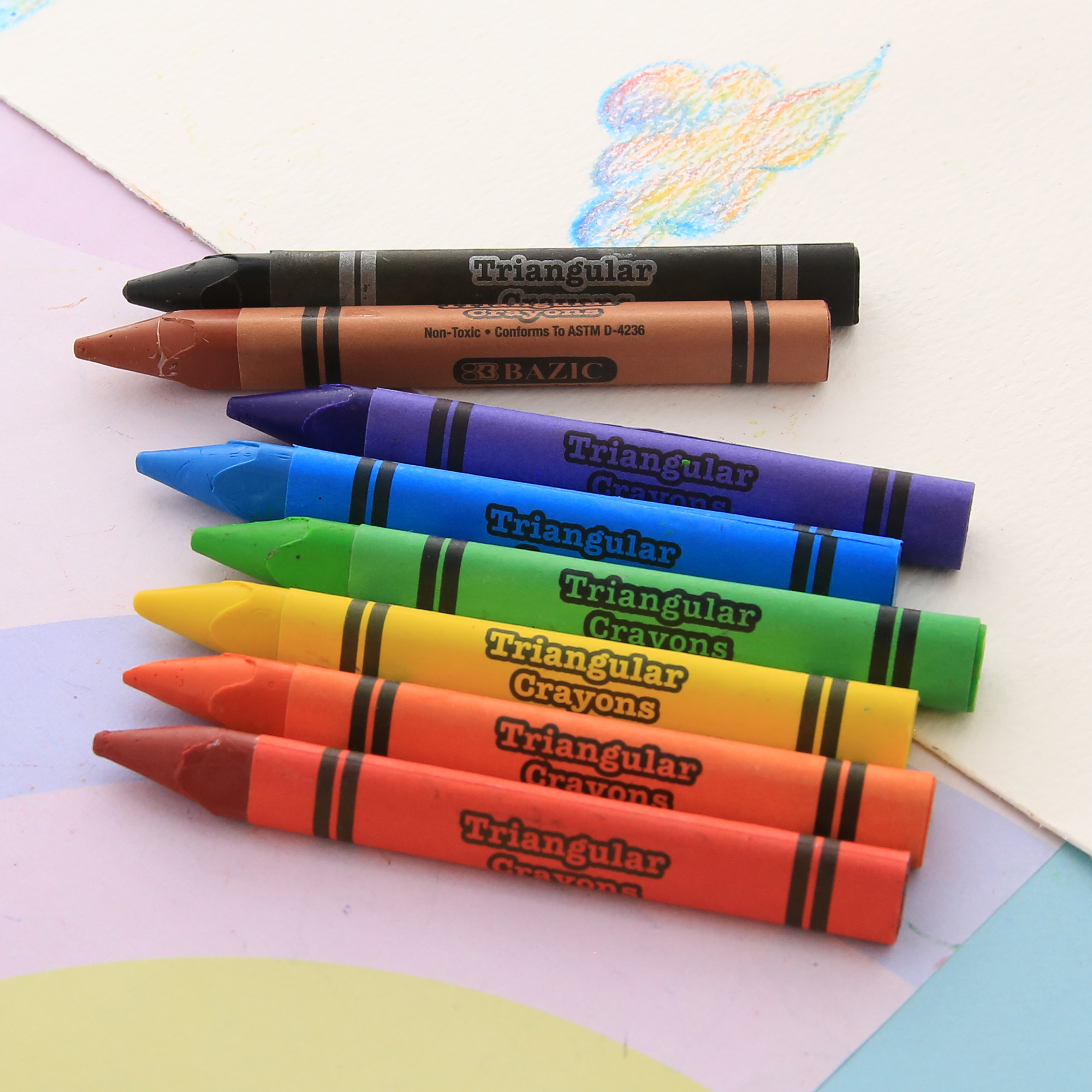 BAZIC 8 Color Premium Jumbo Triangle Crayons Bazic Products