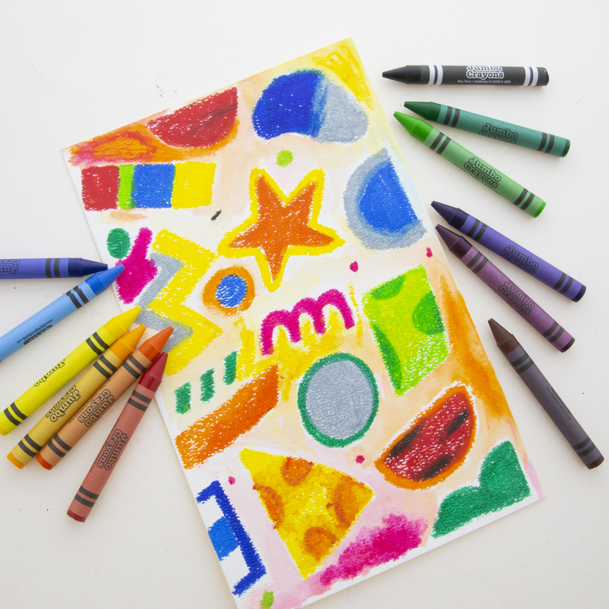 Bazic Jumbo Oil Pastel 12 Colors for ages 3+