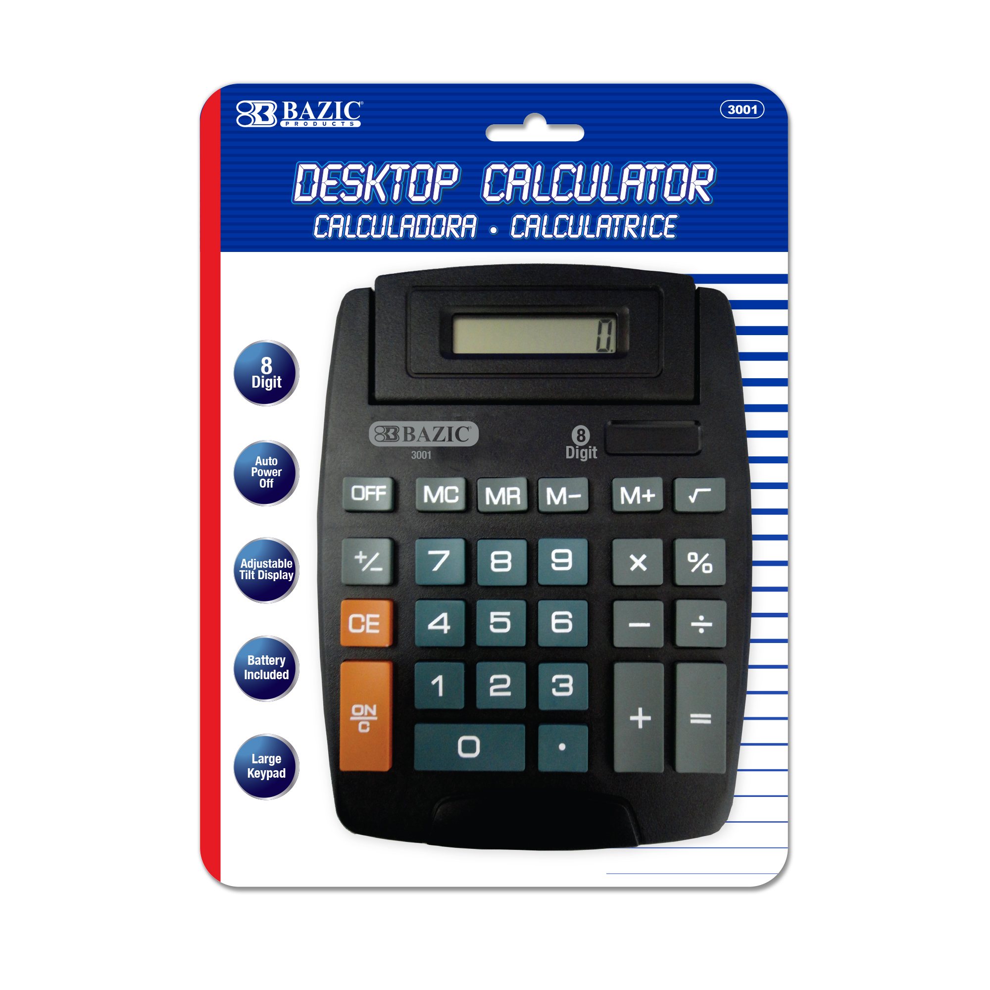 BAZIC 8-Digit Large Desktop Calculator w/ Adjustable Display Bazic