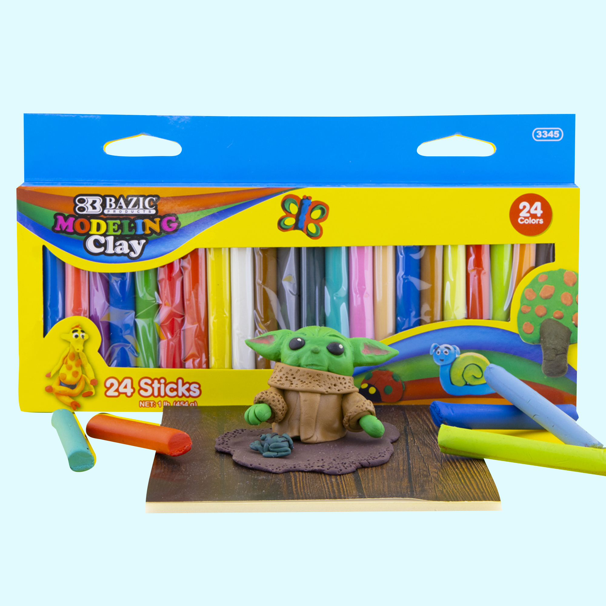 BAZIC 1 lb 24 Color Modeling Clay Sticks Bazic Products