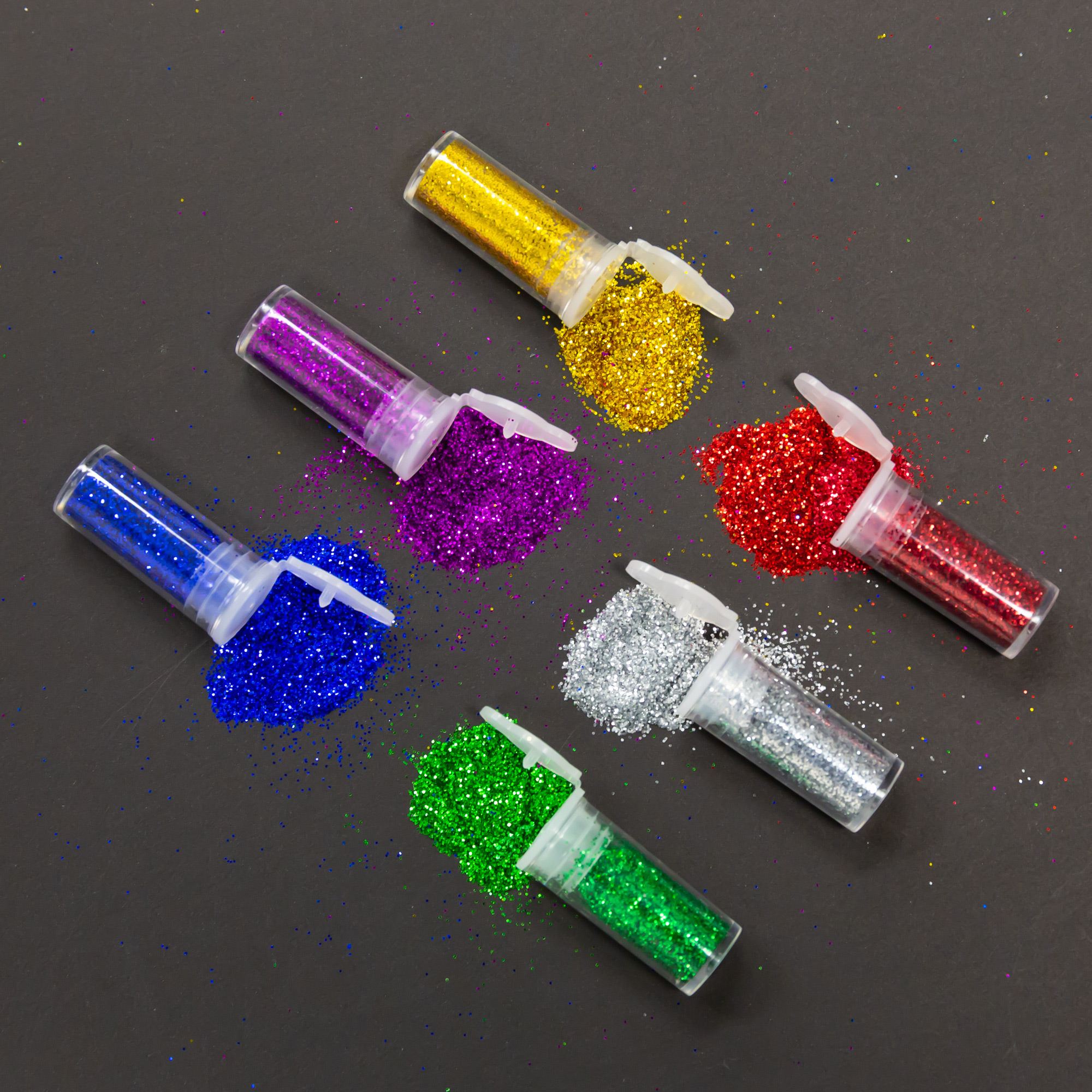 BAZIC 0.10 oz (3g) 6 Primary Color Glitter Shaker Bazic Products