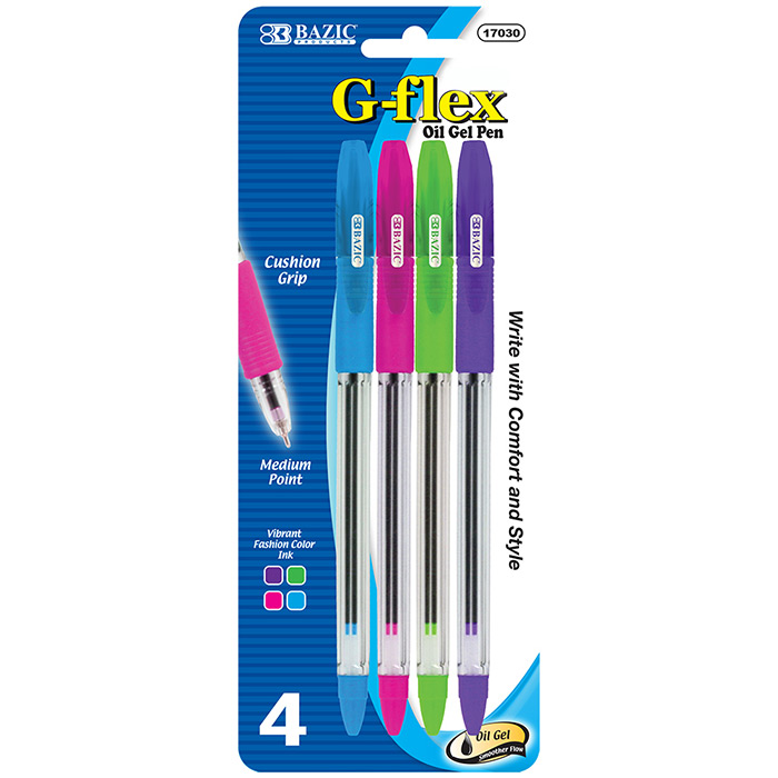 BAZIC 10 Color G-Flex Dazzle Oil-Gel Ink Pen Cushion Grip Agenda Tools 17070 