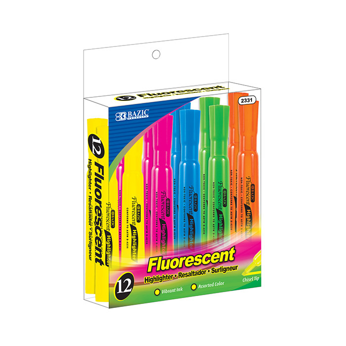 3 Pcs Bazic Fluorescent Highlighter Fruit Scented - Northland Wholesale