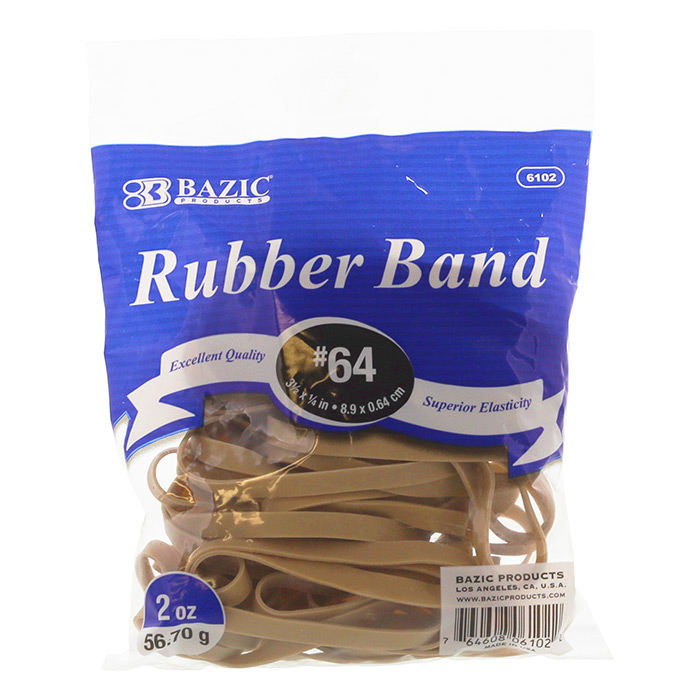 Made in USA 3-1/2" x 1/4'' Size #64 , 2 oz Bag Rubber Band