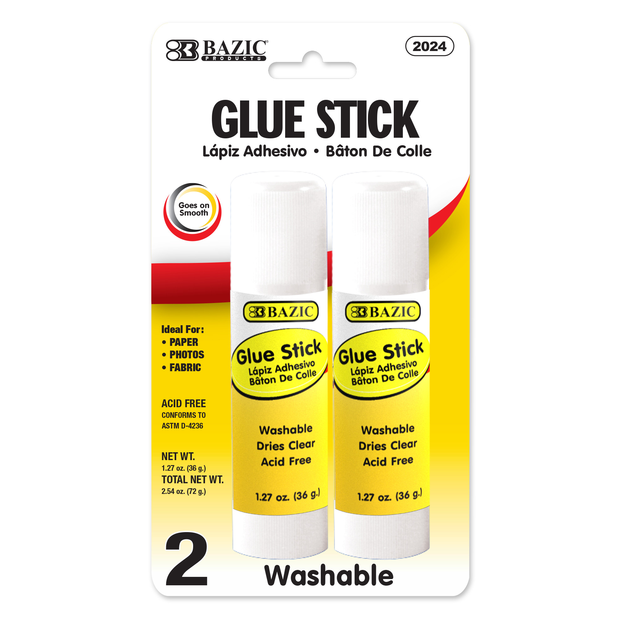 BAZIC 2.7 FL OZ (80 mL) Stationery Clear Glue (2/Pack) Bazic Products