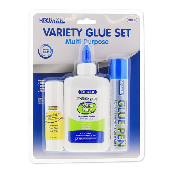Bazic Glue Set (2 Washable School Glue + 3 Glue Pen) - Northland Wholesale