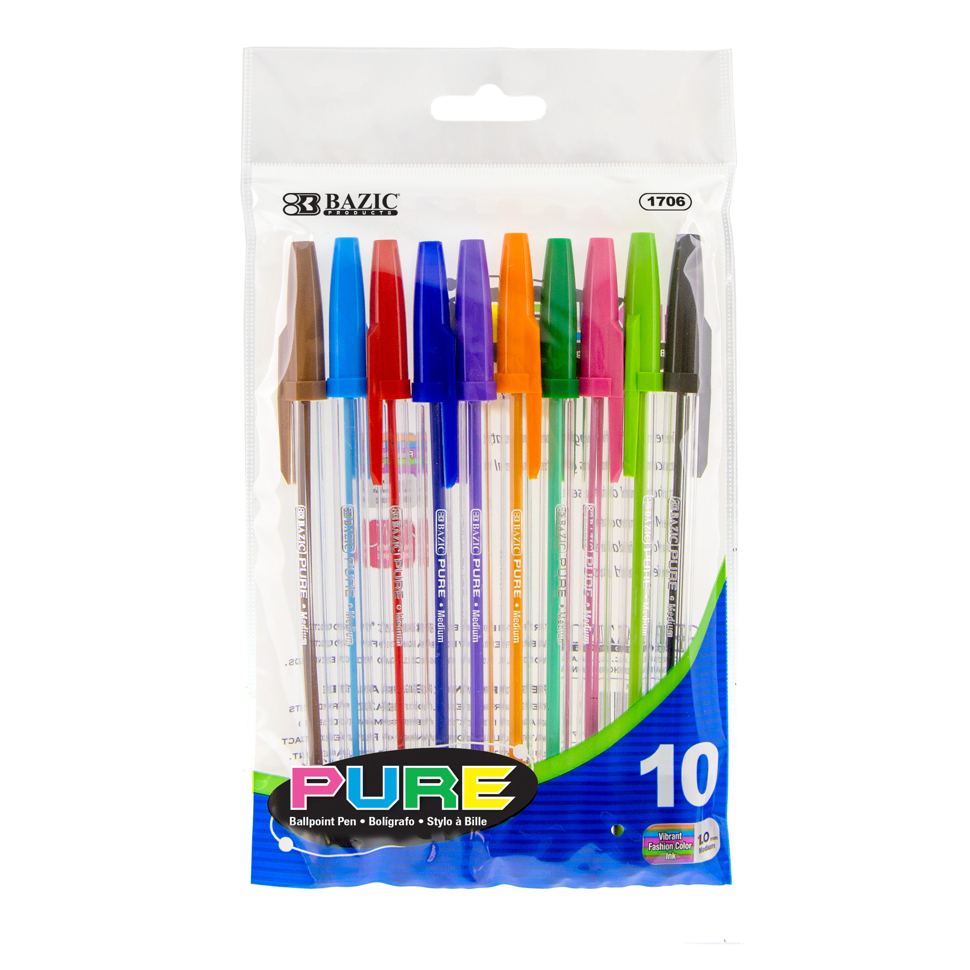 BAZIC 10 Pure Neon Color Stick Pen Bazic Products