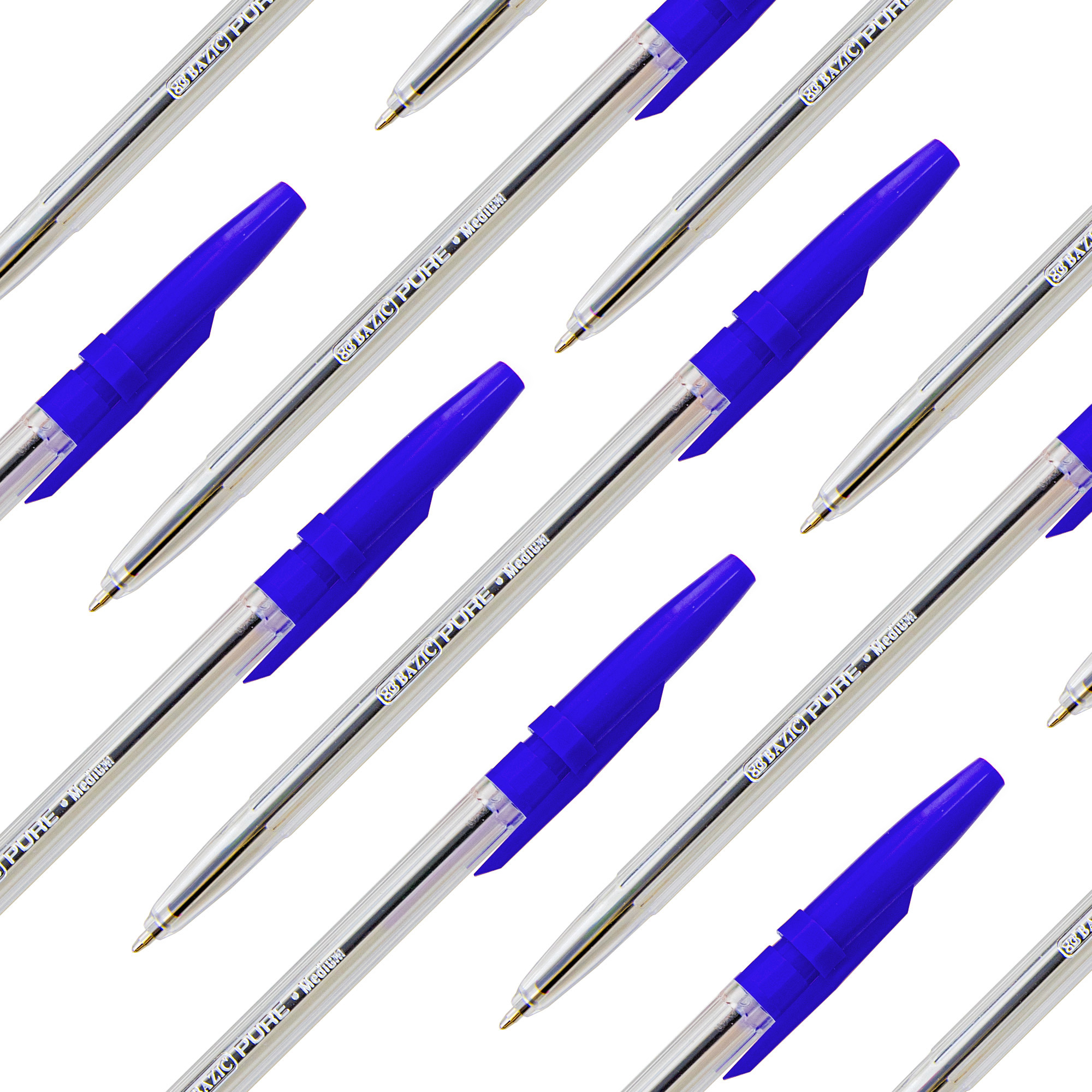 Case of 24 12/Pack BAZIC Pure Blue Stick Pen 