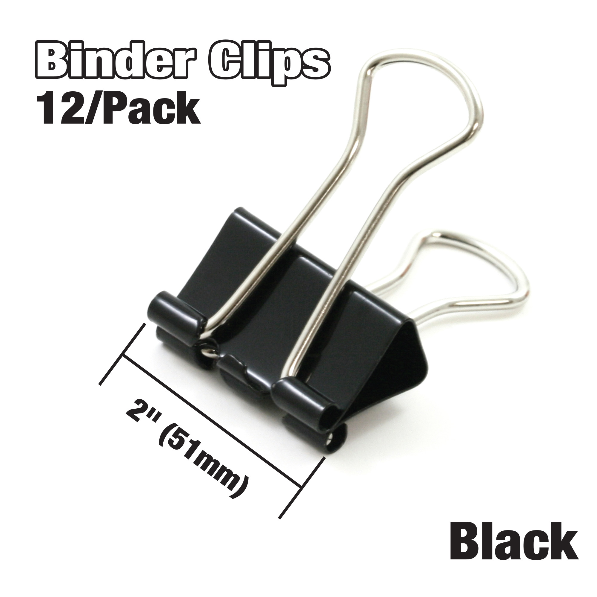 Medium 12 per Box Binder Clips Black 2 Boxes, 