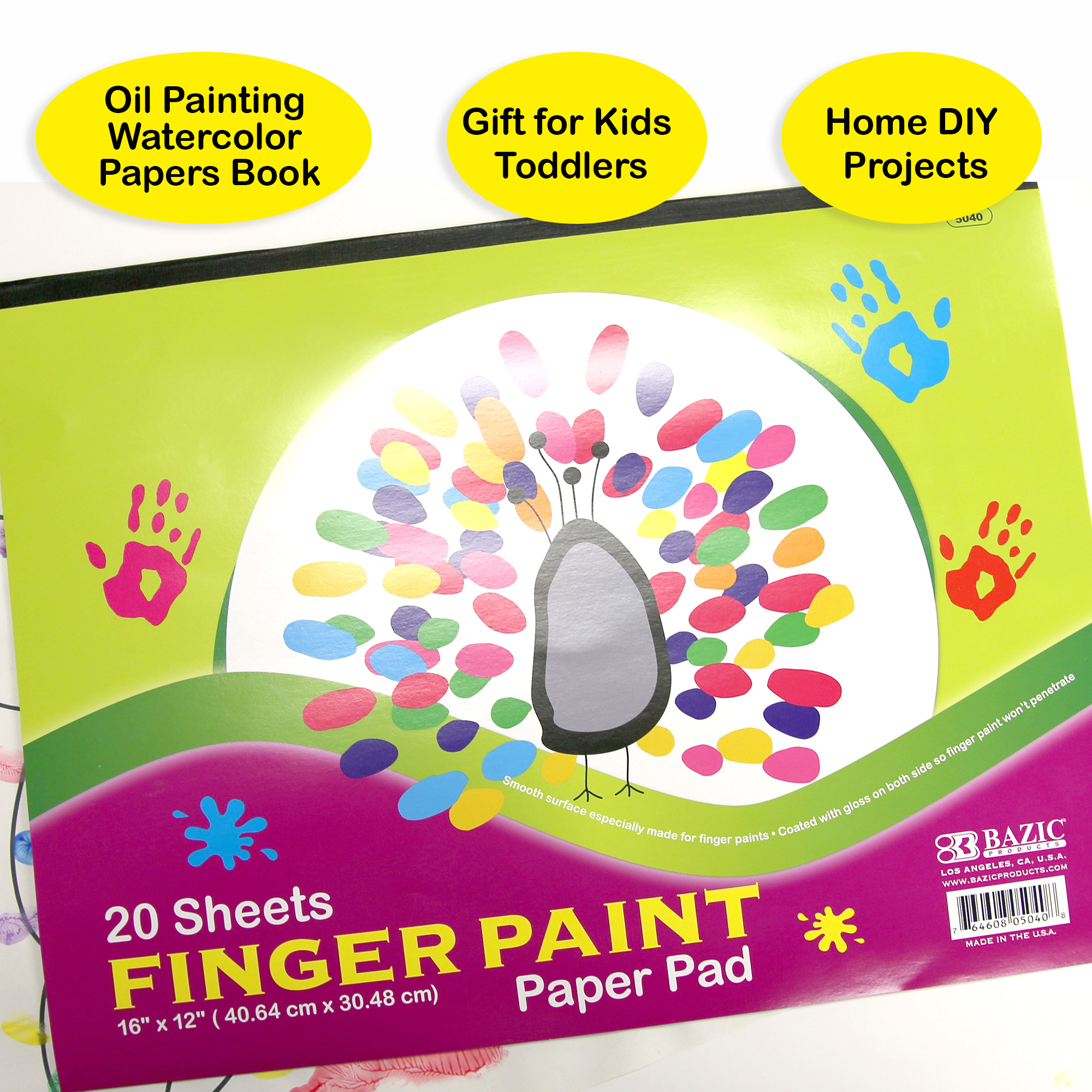 Bazic 20 Ct. 16 inch x 12 inch Finger Paint Paper Pad Pack of - 48