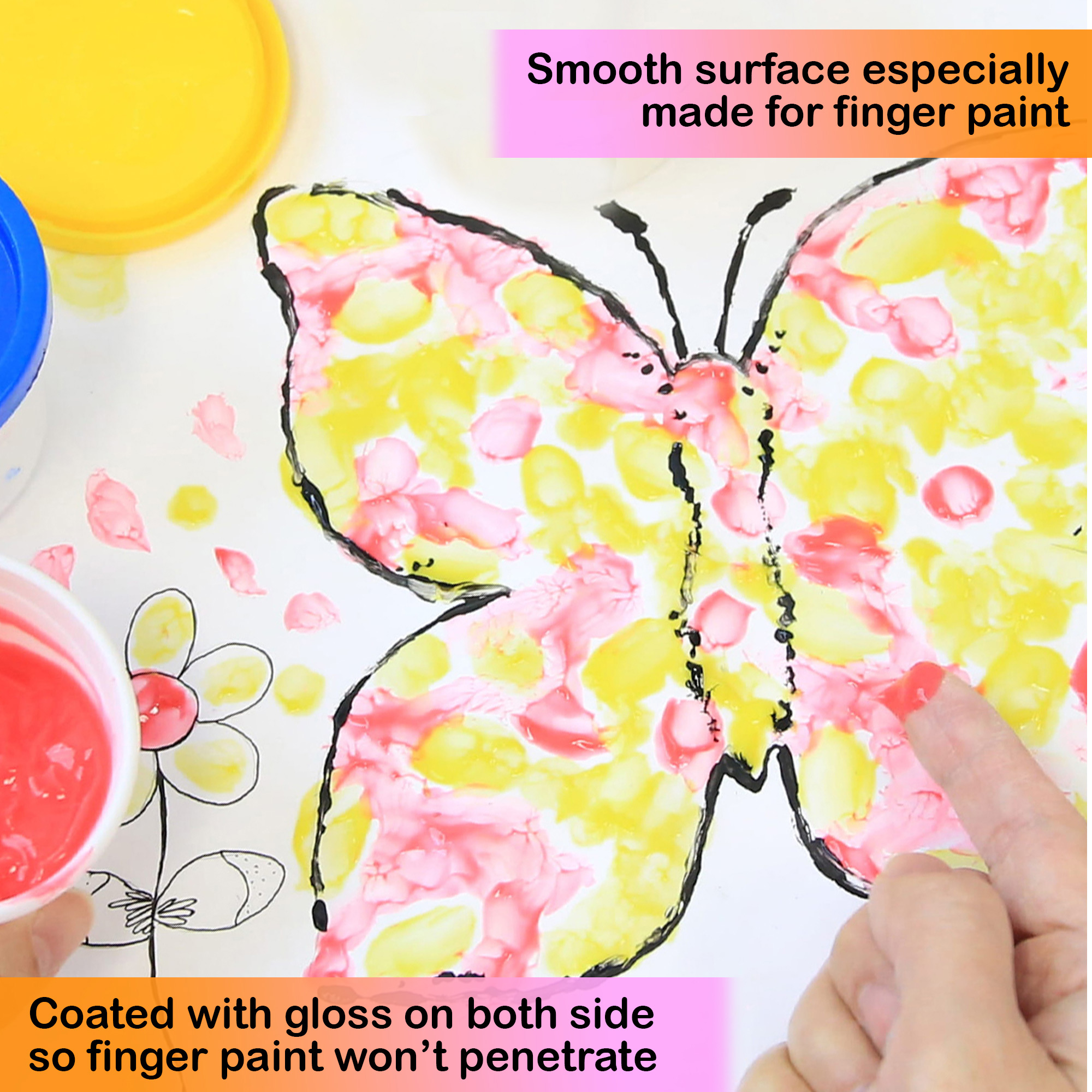Emraw 16 X 12 Finger Paint Paper Pad Non Absorbent Smooth Surface Perfect  for Finger Paints Perfect for Kids Toddler Children - 20 Per Pack (Pack of