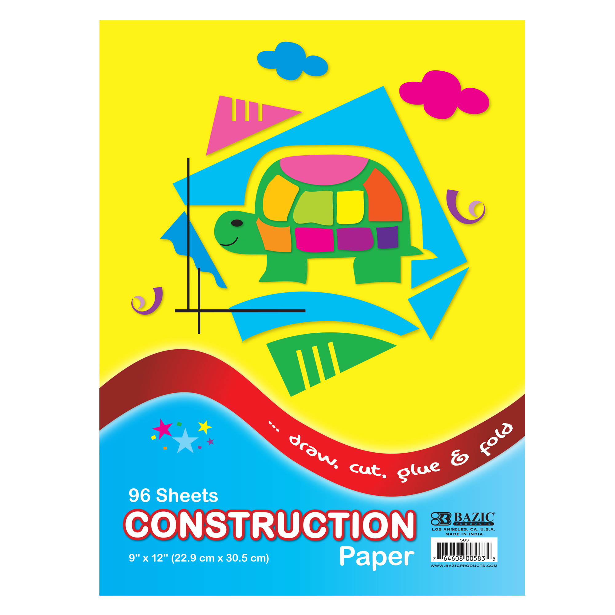 BAZIC 96 Ct. 9 X 12 Construction Paper Bazic Products
