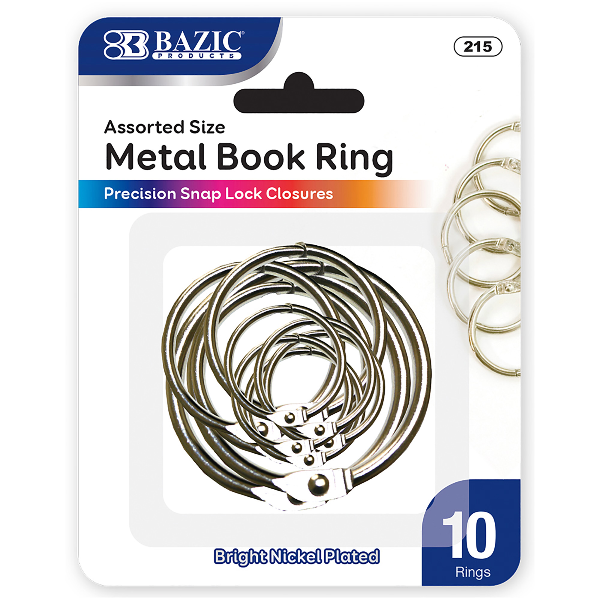 5 Pack 1 Inch Metal Assorted Color Book Rings 10 Pieces Per Pack 