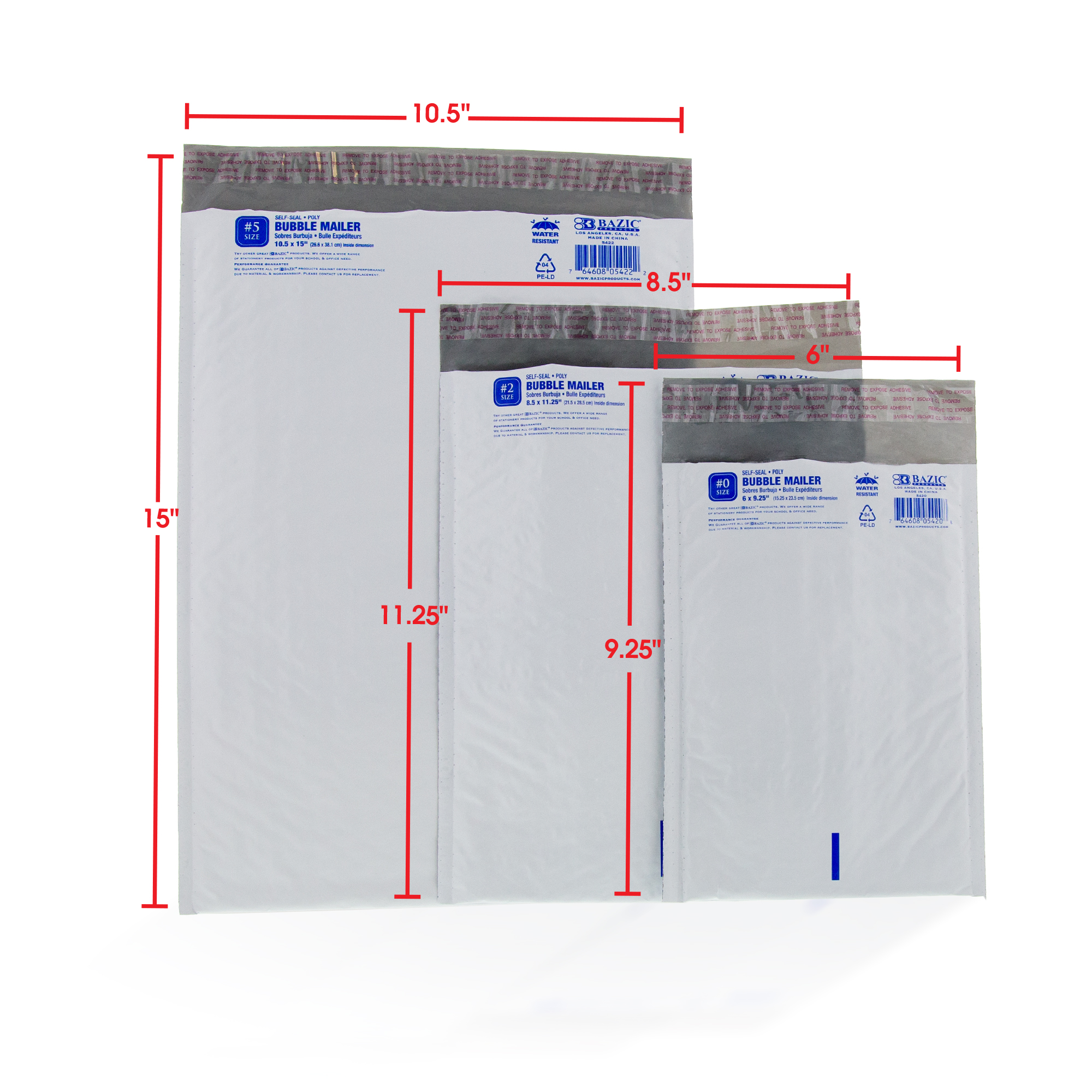 25 Pack 10.5" x 15" #5 Poly Bubble Mailer Envelope Padded Self Seal Shipping Bag 