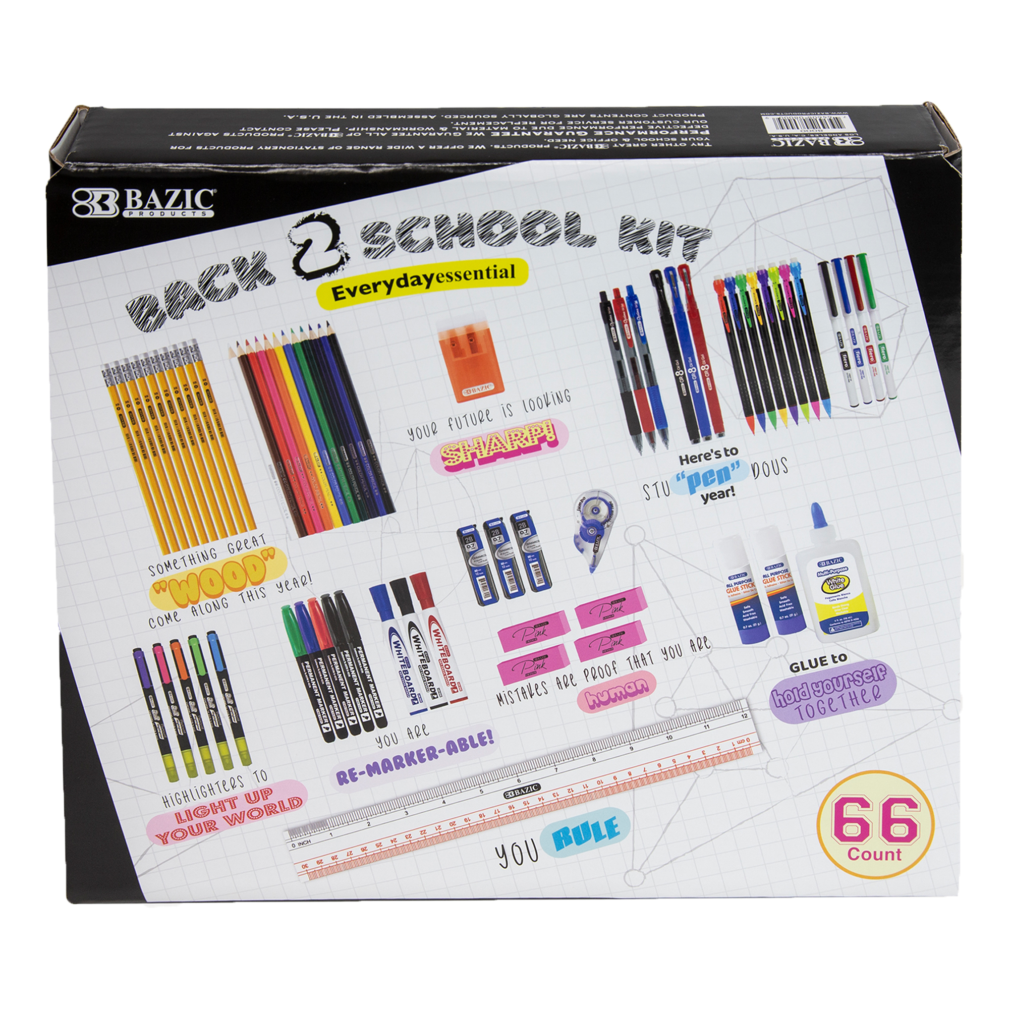 Mega School Supplies Variety Pack - School Pack - Back kit- 110 Pieces -  School Supplies - School Supply Bundle School Pack School Supplies Kit  Bundle