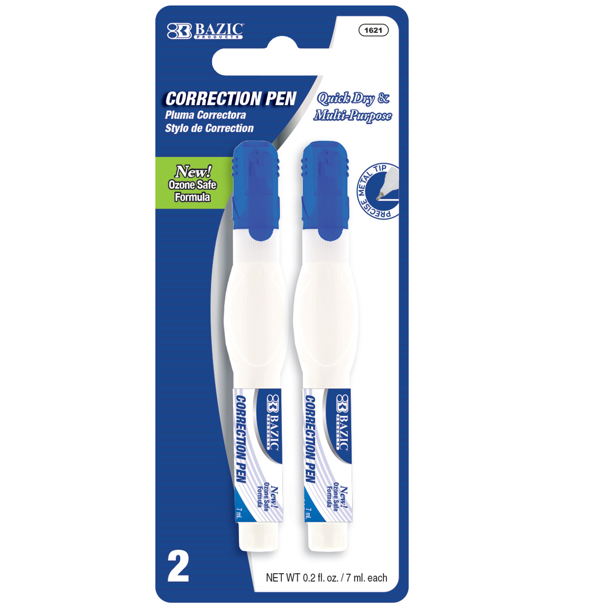 BAZIC 0.2 FL OZ (7 mL) Metal Tip Correction Pen (2/Pack) Bazic Products