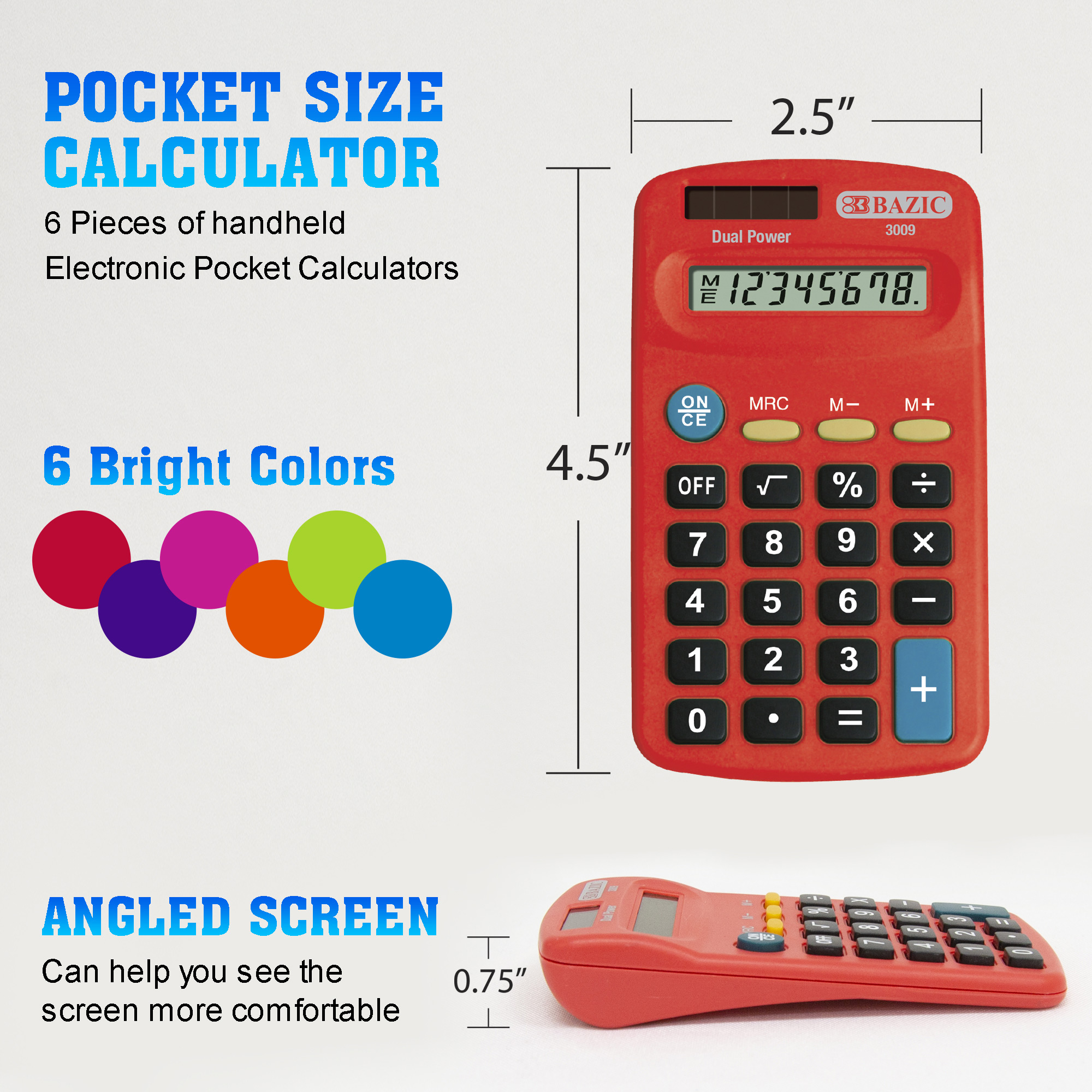 Busicom 8 digit Dual Power Mini Pocket Calculator Study School College u Office 