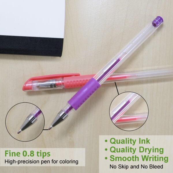 6 pcs Glitter Color Essence Gel Pen w/ Cushion Grip Smear-free ink Flow Writing 