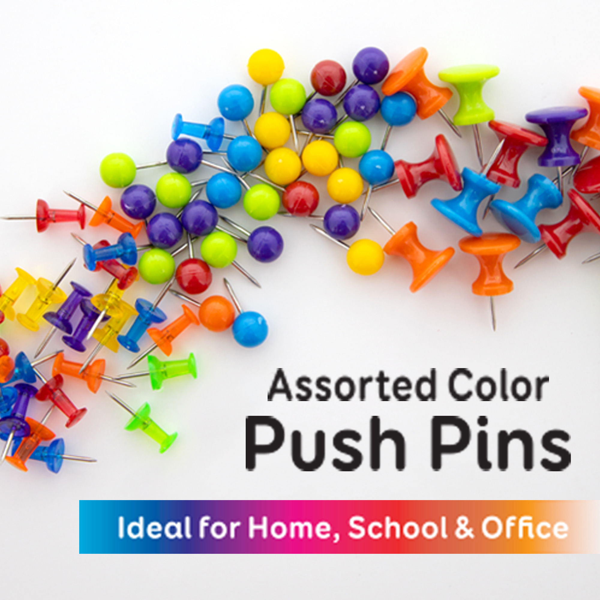 Multi-Color Push Pin Assortment (120-Pack)