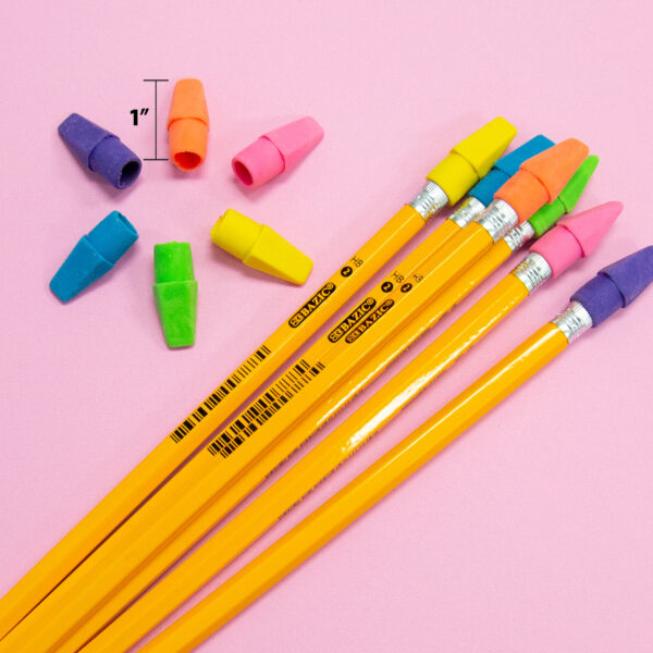 Assorted Colors Bazic Pencil Top Erasers Pack of 50 