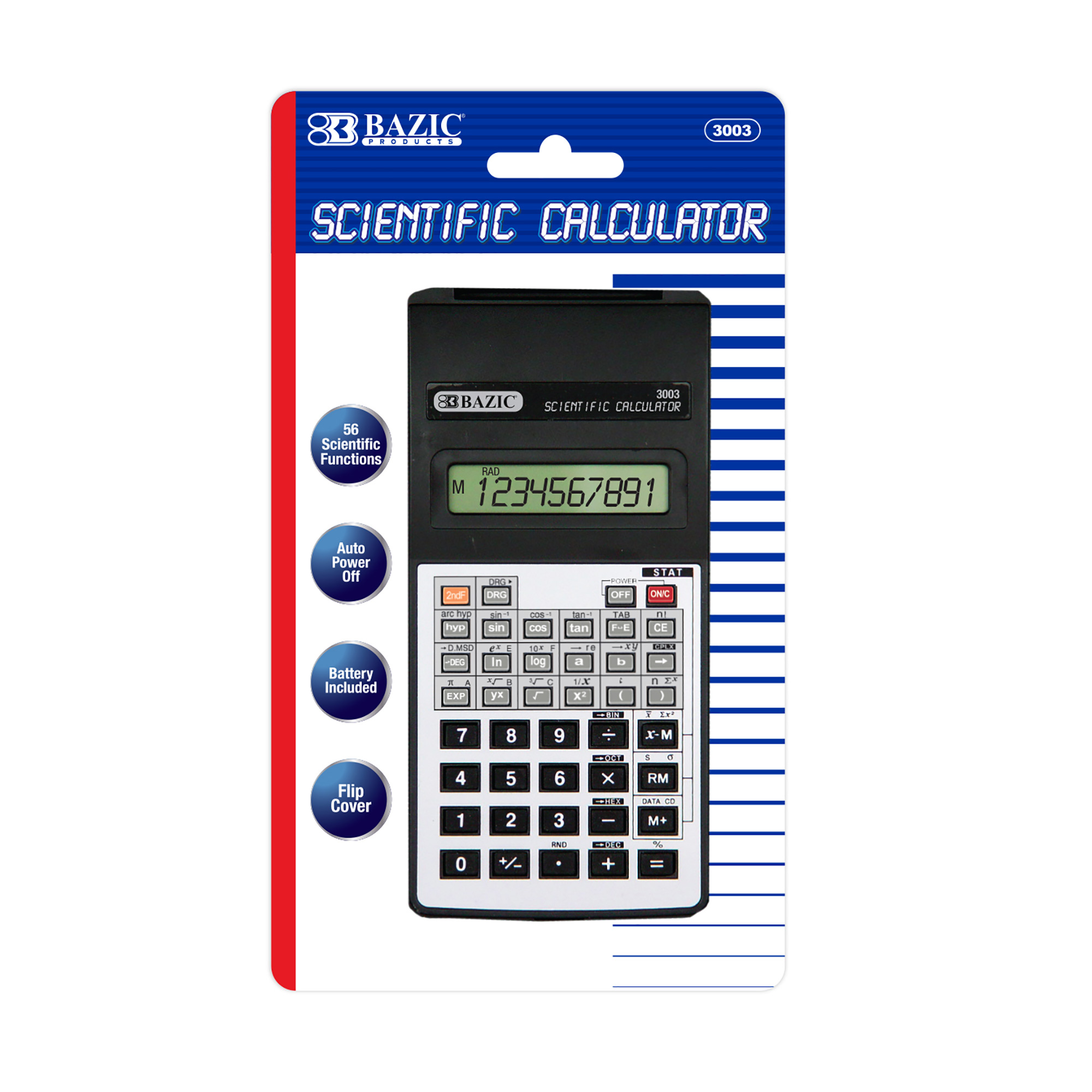 BAZIC 56 Function Scientific Calculator w/ Flip Cover Bazic Products