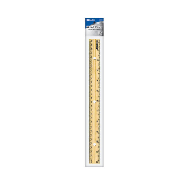12 INCH Wood School RULER Inches Metric & Imperial Measurements