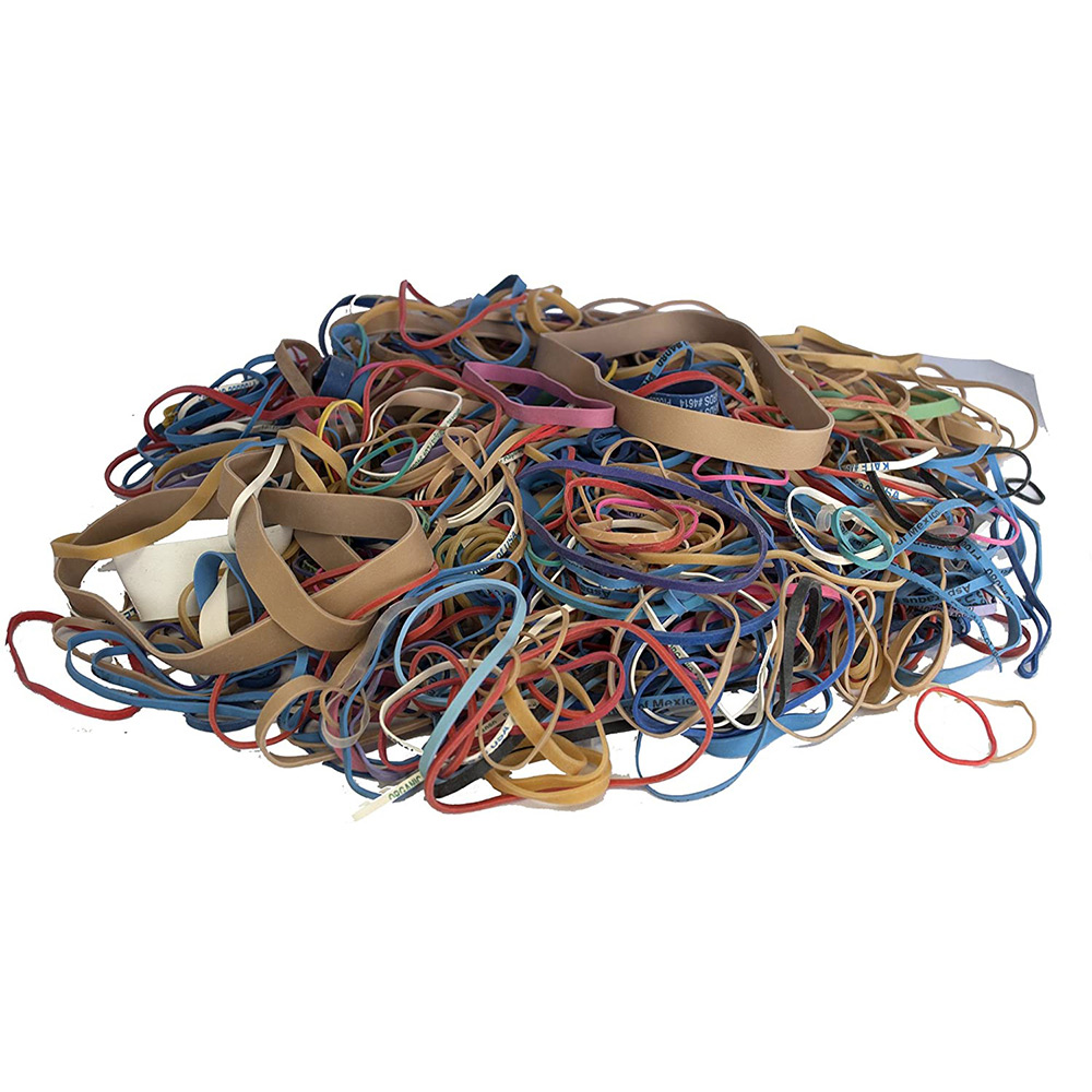 Multicolor Rubber Bands for School or Office Home Assorted Dimensions 227g/0.5 lbs 