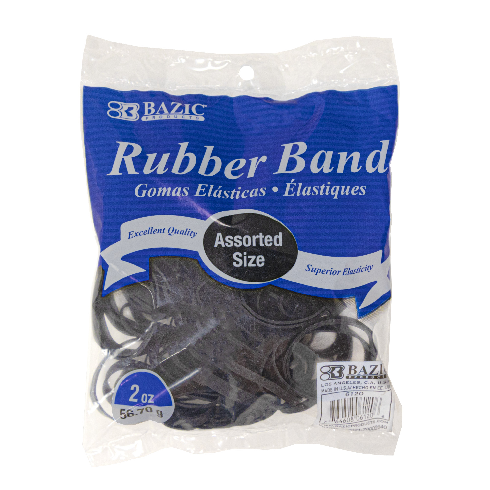 2 Oz./ 56.70 g Assorted Sizes Black Color Rubber Bands