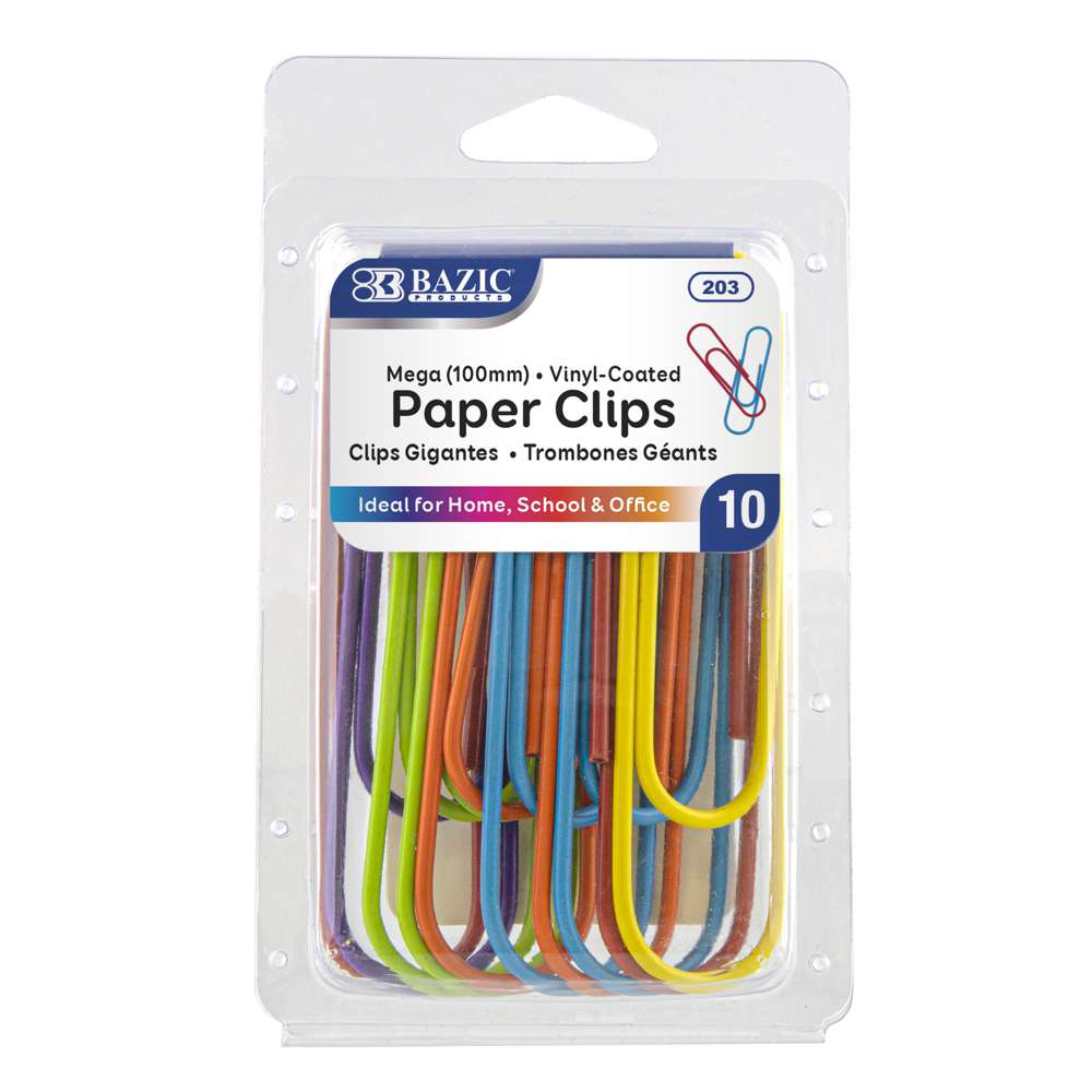 Coloured Paper Clips 100 Pcs Paper Clamps for Office Stationery Plastic-Coated Paperclips Office Clips with Box