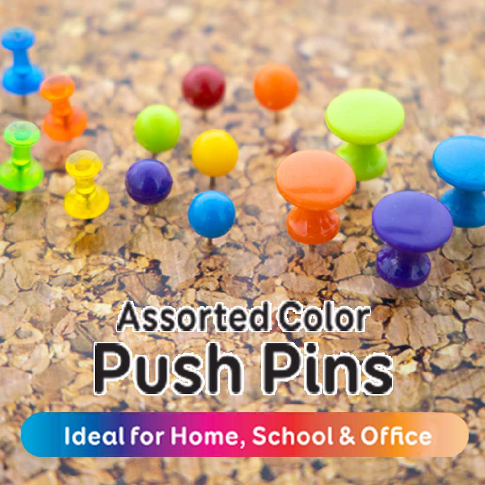 Rubex Push Pins Colorful Push Pins Assorted Multi Colored Plastic Head 600 Count 