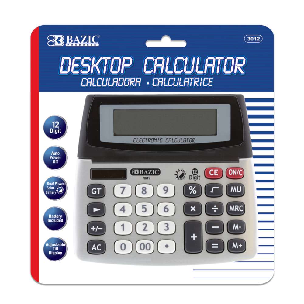 Home Office 12 Digits Display Handheld Desk Desktop Calculator Dual Solar Power 
