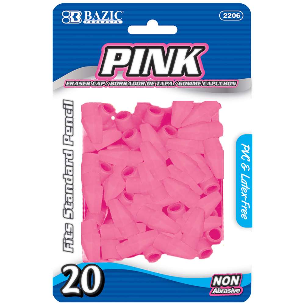 Pack of 100 Bazic Pencil Top Erasers Assorted Colors 