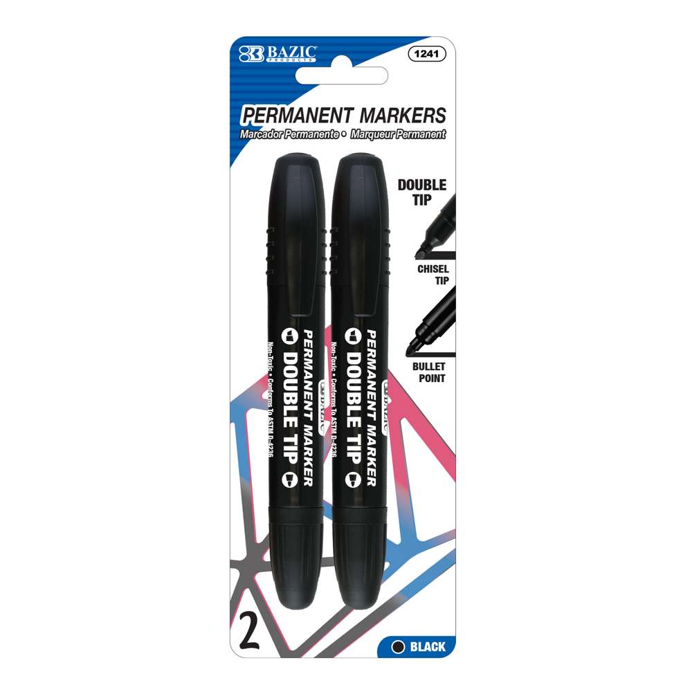 Double-Tip Black Permanent Markers (2/Pack)