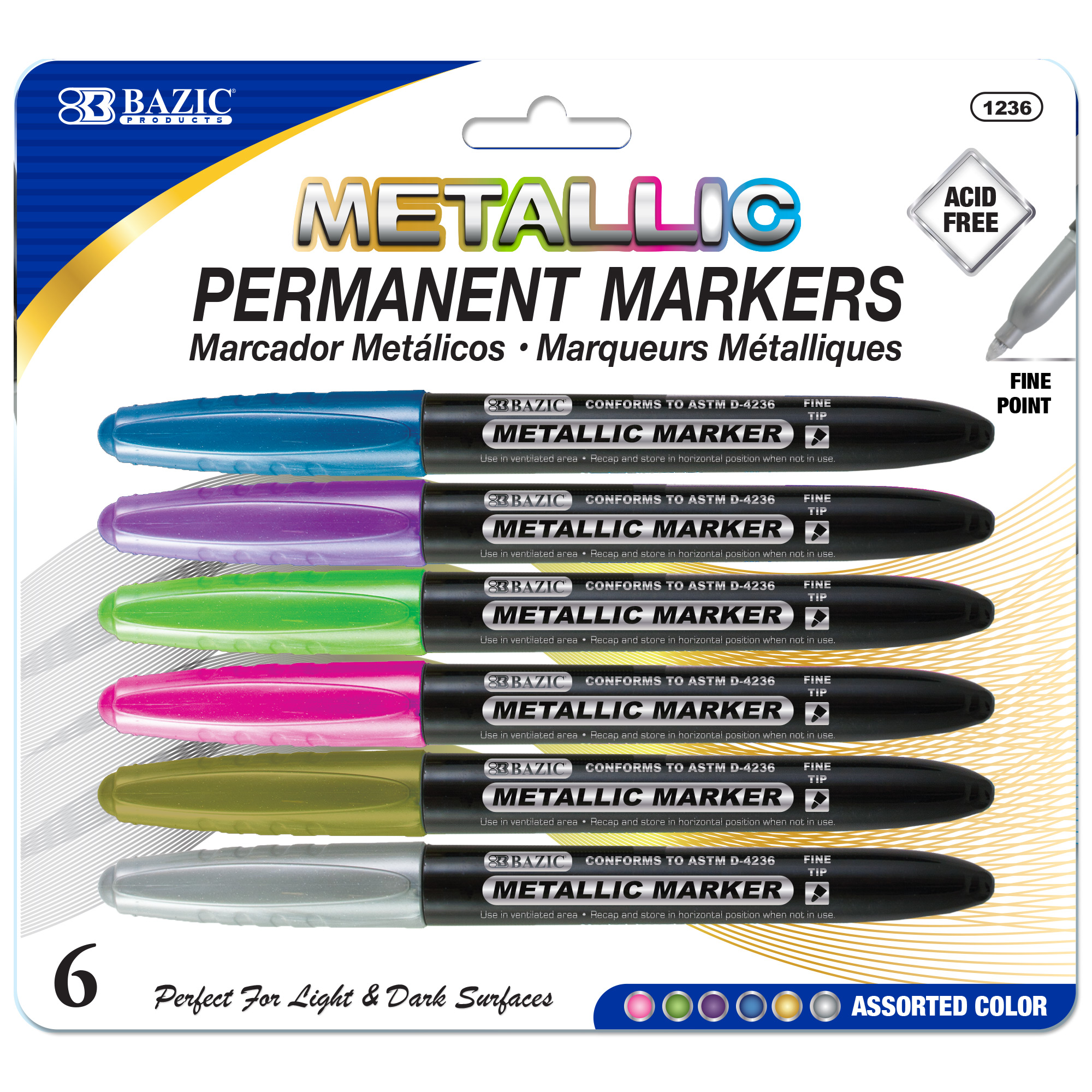 BAZIC Assorted Color Fine Tip Dry-Erase Marker (6/Pack) - CRAFTLITS
