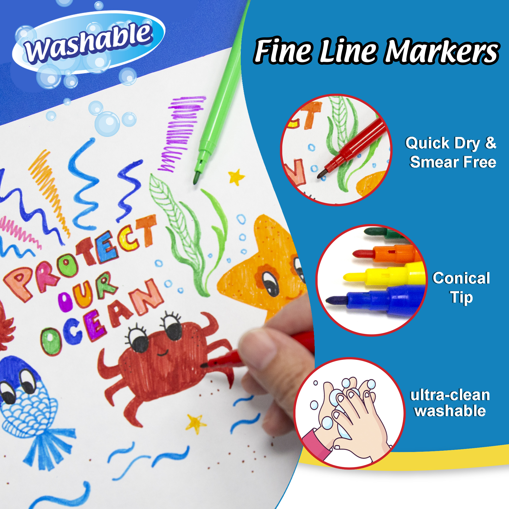 Fine Line 20 Colors Washable Markers