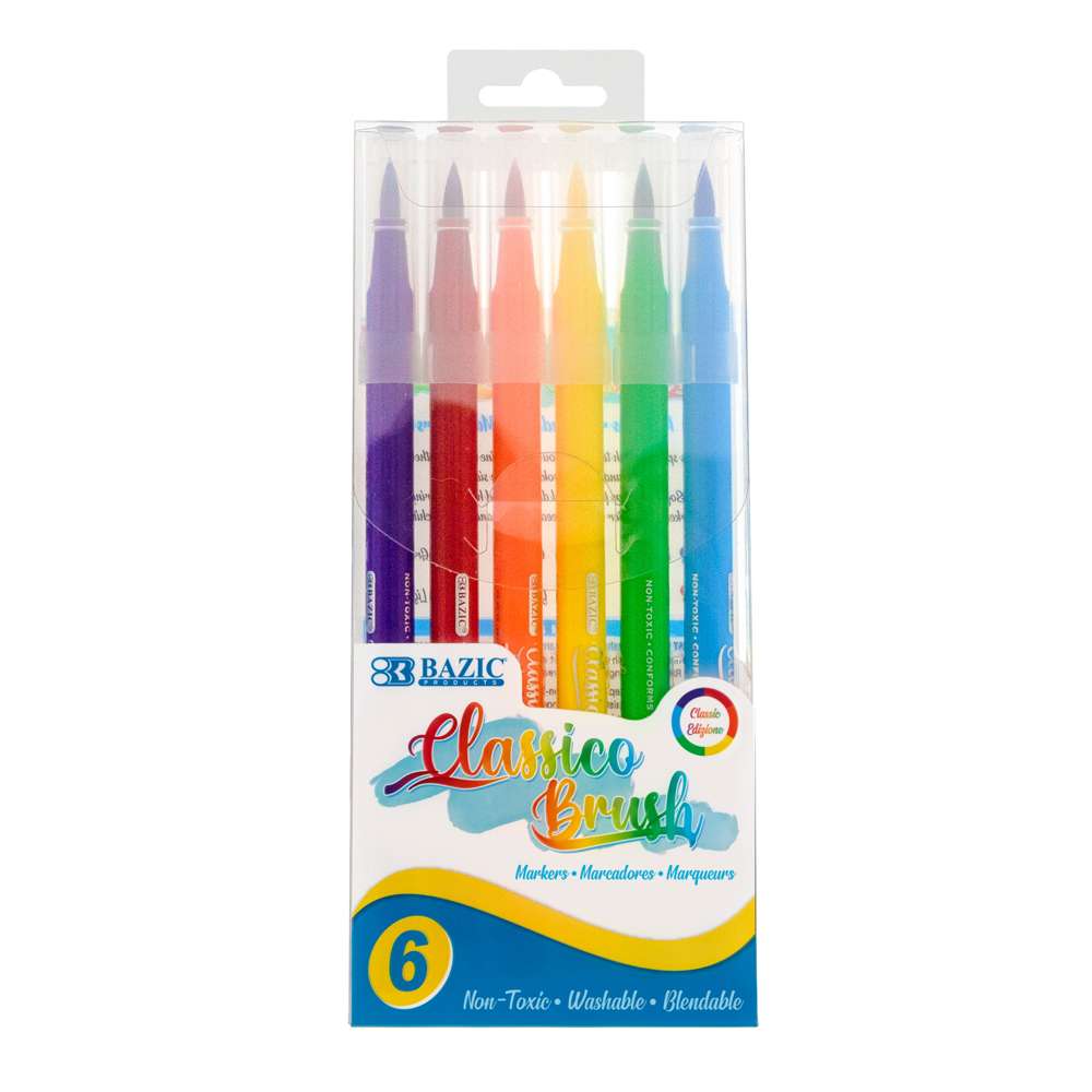 Brush Markers 6 Classic Colors