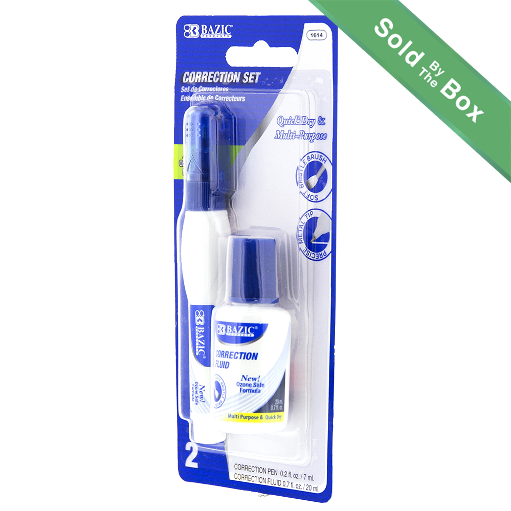 BAZIC Correction Pen Precise Metal Tip White Out (2/Pack), 1-Pack 
