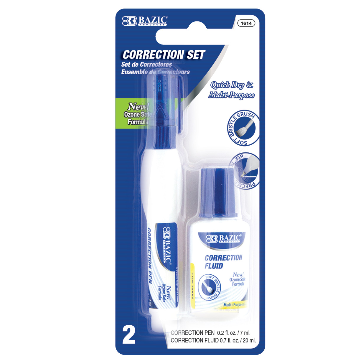 BAZIC Metal Tip Correction Pen & Correction Fluid (2/Pack) Bazic Products