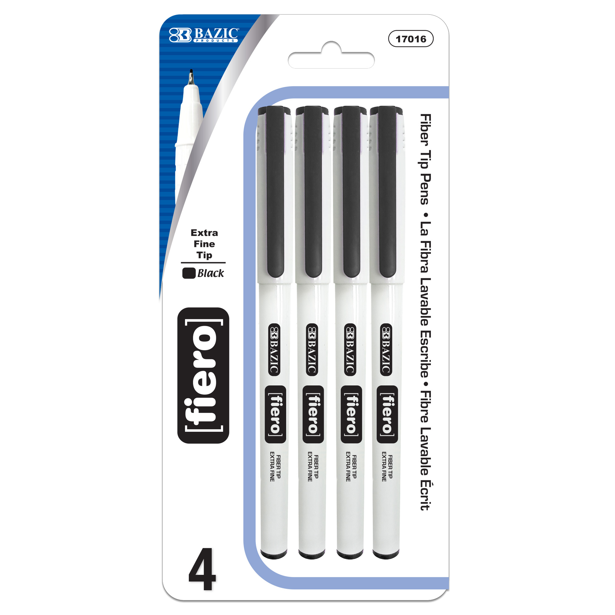 BAZIC Fiero Black Fiber Tip Fineliner Pen (4/Pack) Bazic Products