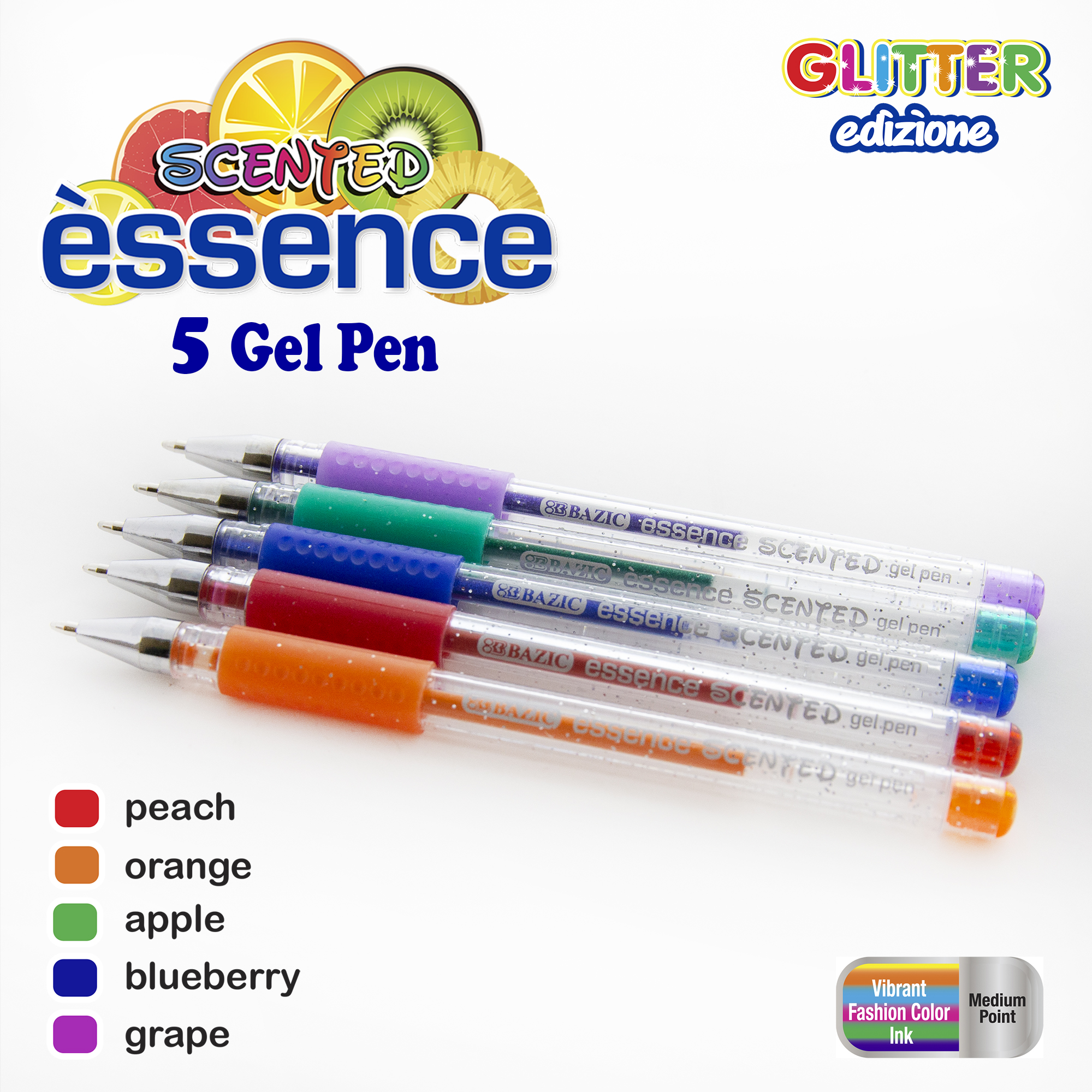 Fruit Scented Glitter Gel Pens (6 Pack)