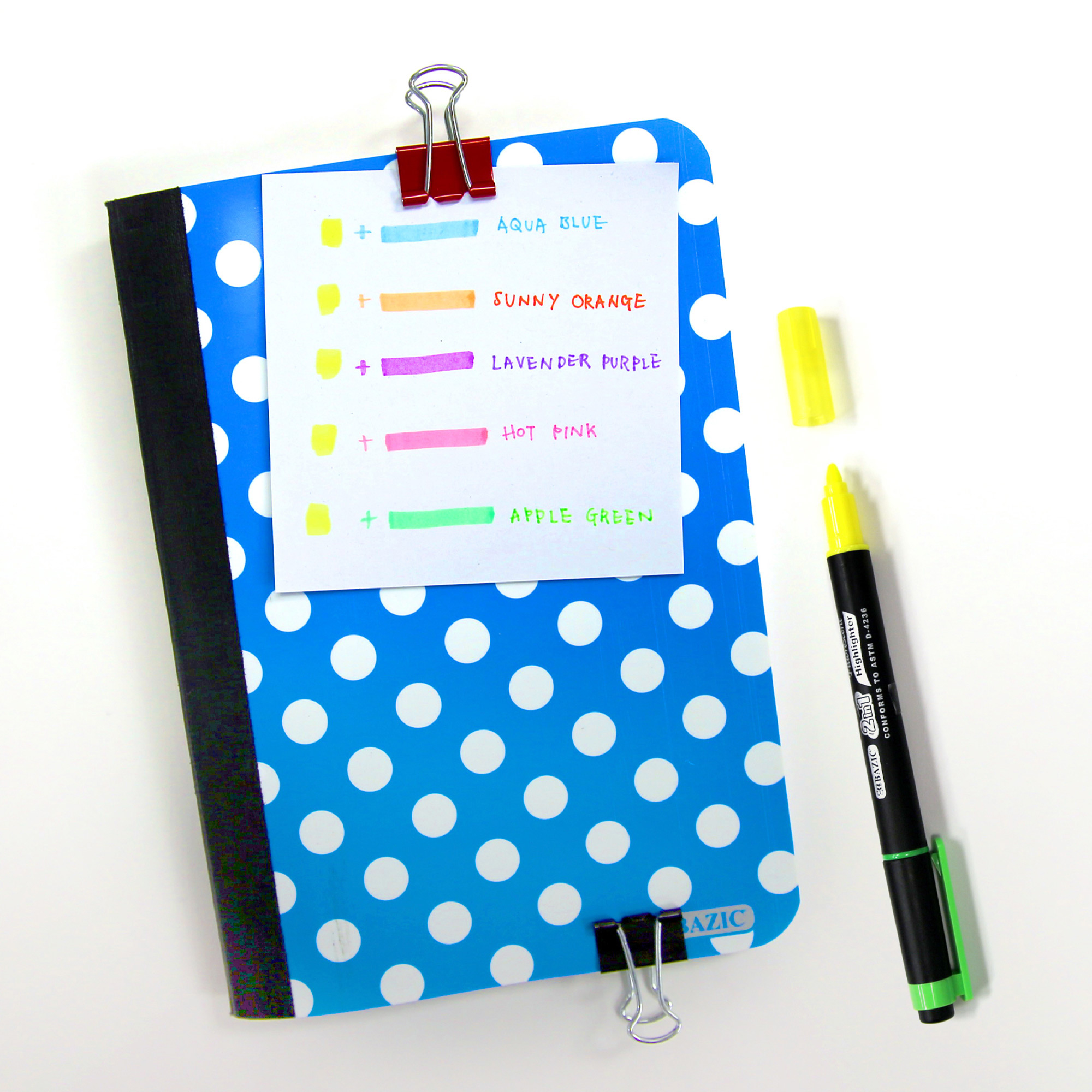 BAZIC Highlighter Marker Pen, Pastel Color Chisel Tip Highlighters  (3/Pack), 2-Packs 