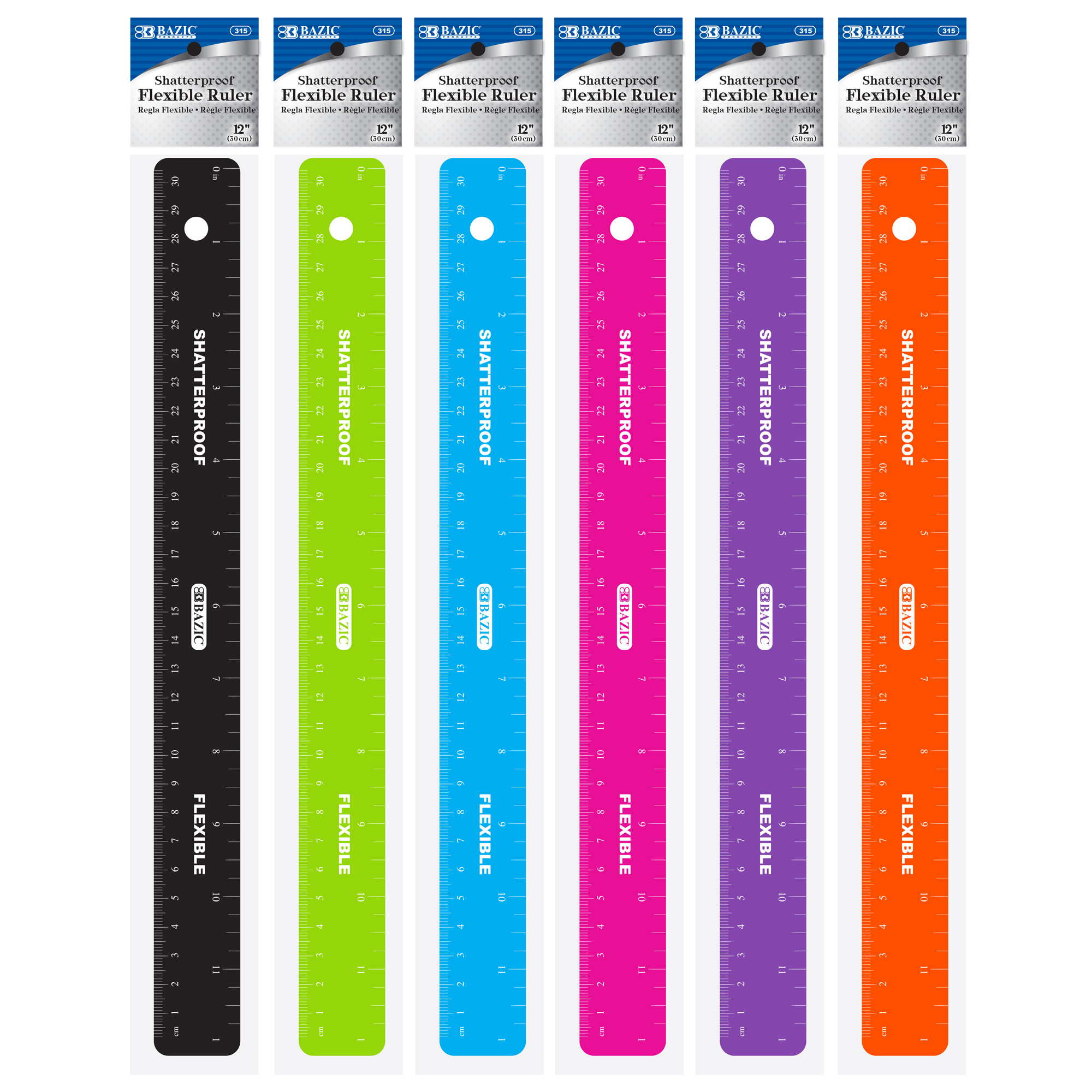 Helix Standard Ruler, 12 Inch / 30cm, Assorted Colors (13105)