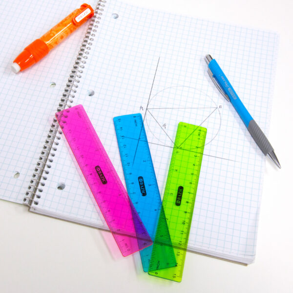 2 Pack Clear Plastic Ruler 12 Inch and 6 Inch Straight Ruler Flexible Ruler  for School Classroom, Home, or Office (Clear) 