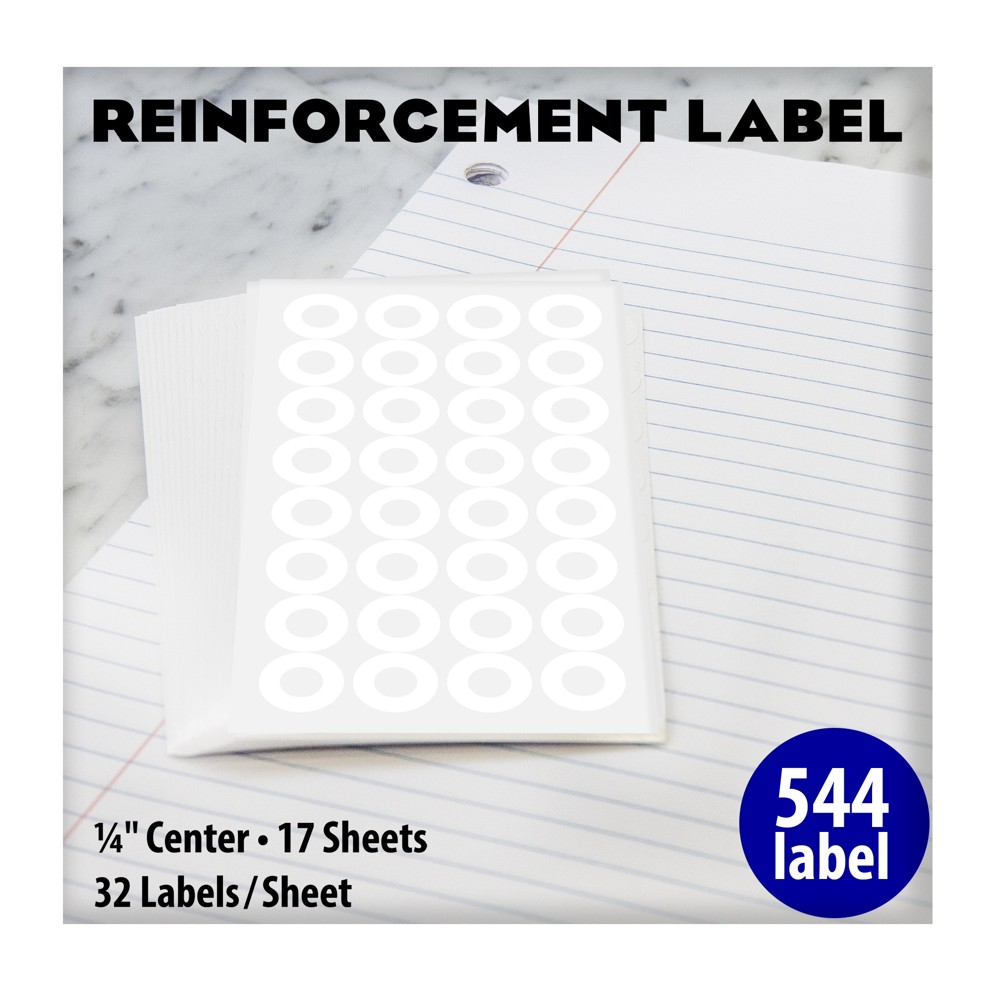 Charles Leonard Paper Hole Reinforcements, Self-Adhesive Labels, 544/Box  (72544)