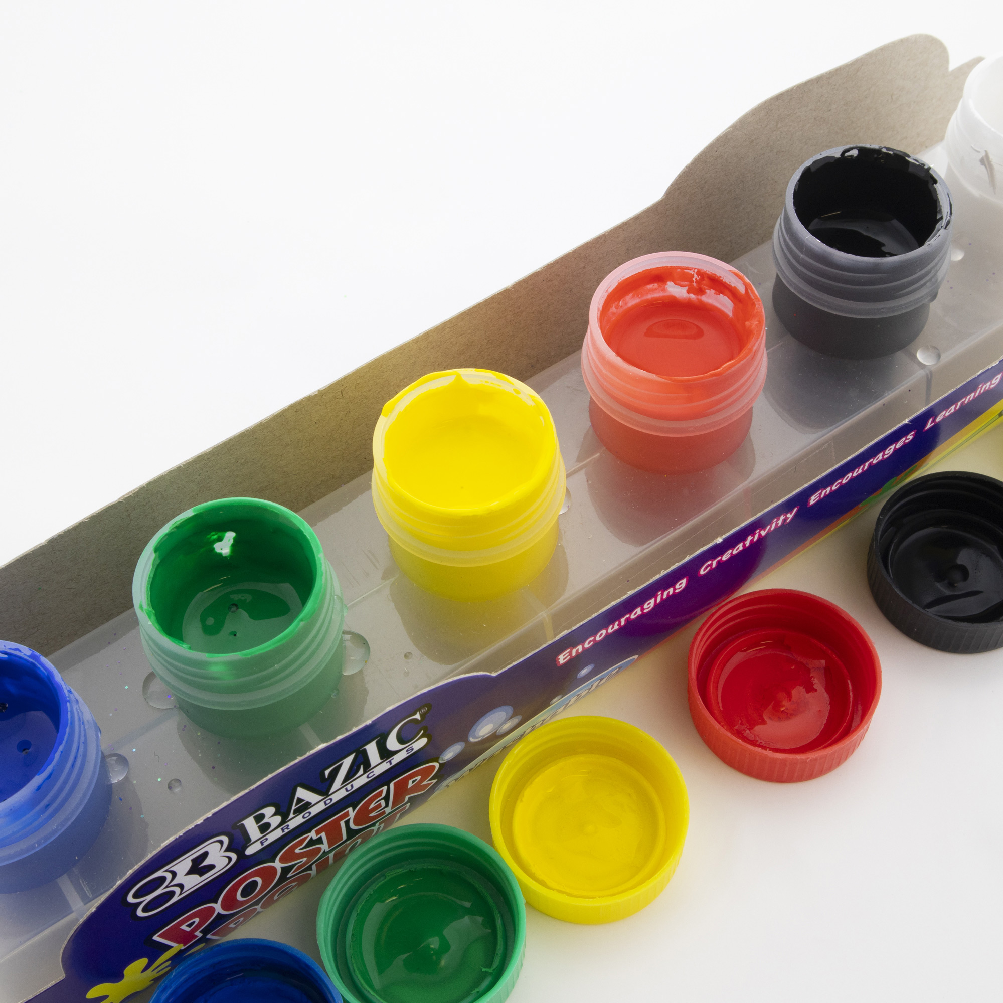 BAZIC 0.75 FL OZ (22.2 mL) 6 Color Washable Poster Paint w/ Brush Bazic  Products