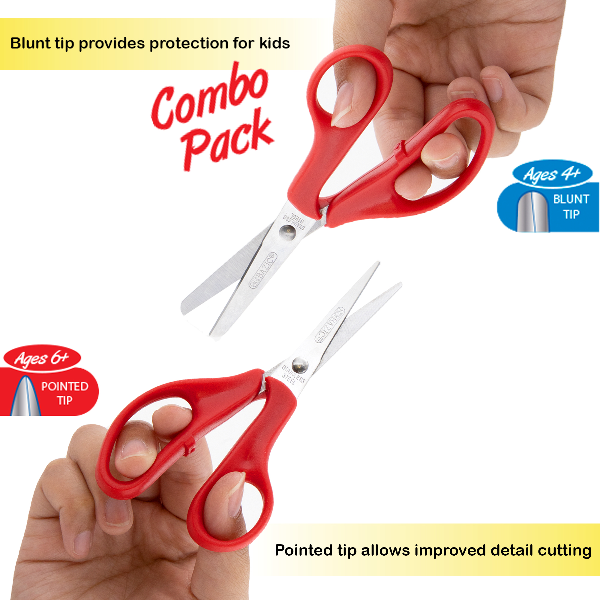 BAZIC 5 1/2 Kids Safety Scissors (2/Pack) Bazic Products