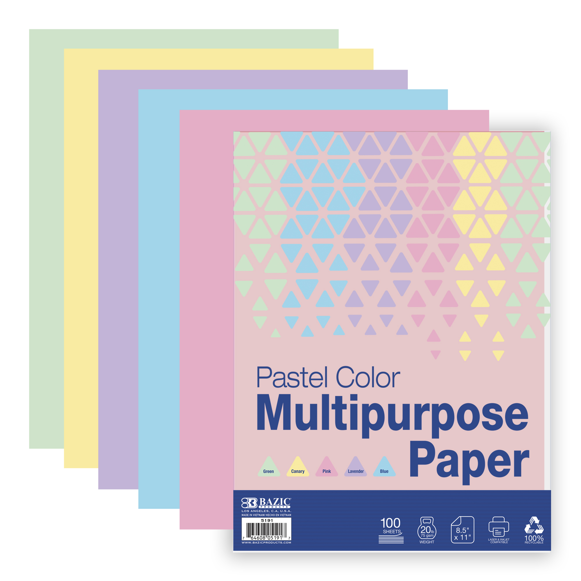 Pastel Color Multipurpose Paper 100 Ct.