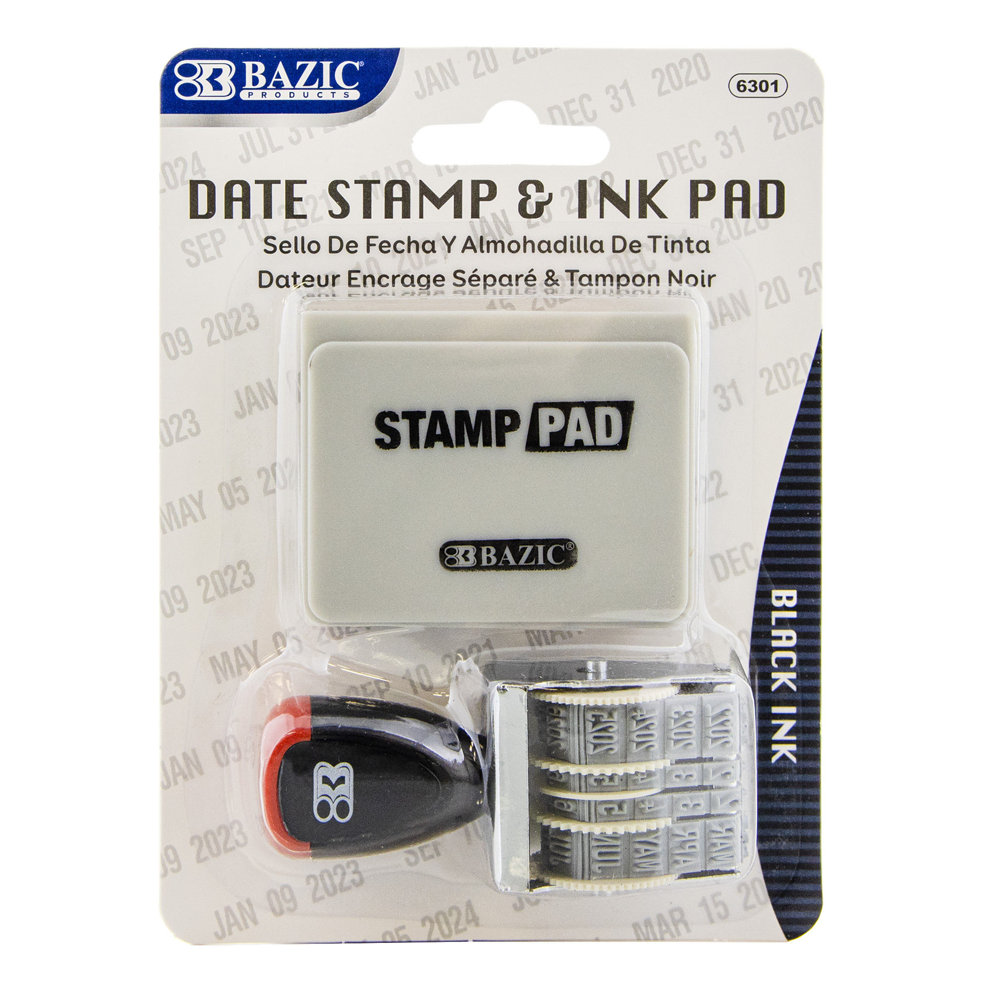 BAZIC Date Stamp and Ink Pad (Black Ink) Bazic Products