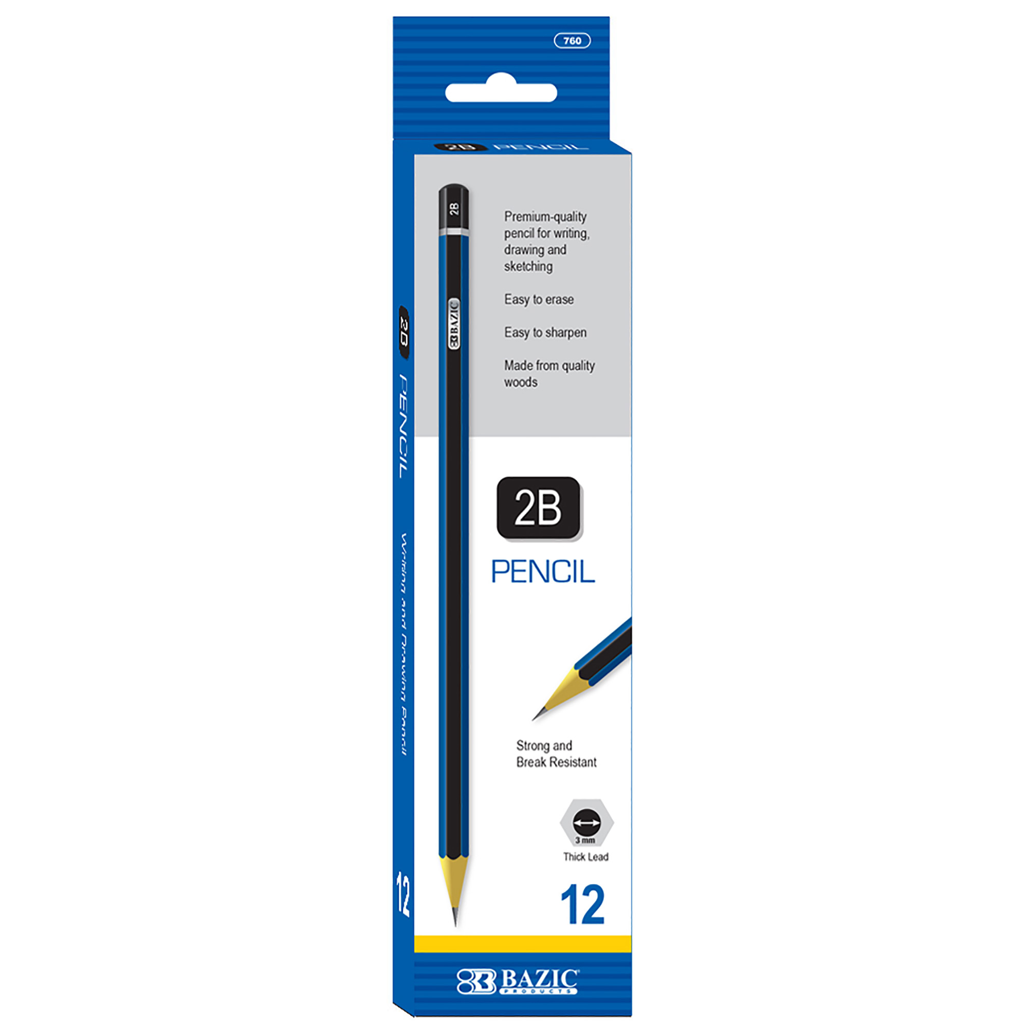 BAZIC #2B Premium Wood Pencil (12/Pack) Bazic Products